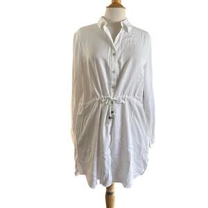 $90 NWT Coldwater Creek Seabreeze Tunic Dress White 100% Tencel Lyocell Sz L